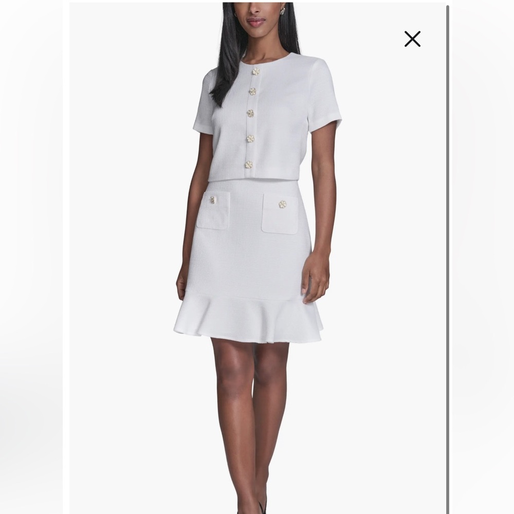 Karl Lagerfeld White Mini Skirt with Ruffle Hem
